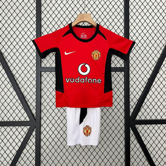 Camiseta Manchester United I 02/04 Conjunto Infantil (Retro)